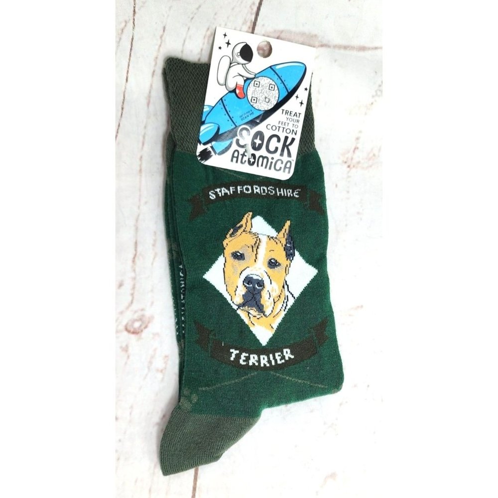 Sock Atomica Novelty Socks - Custom Staffordshire Terrier Graphic for Pet Dog